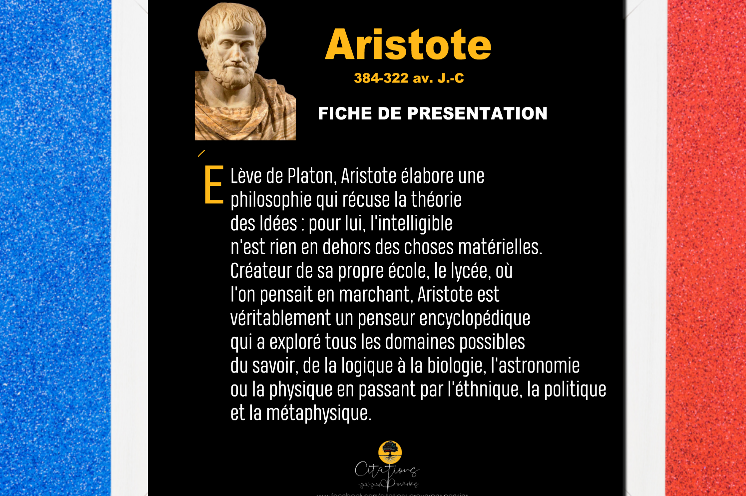 Aristote Fiche de Présentation &amp; Citations Citations